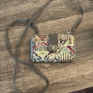 Sakroots Gray Crossbody Bag with Geometric Pattern